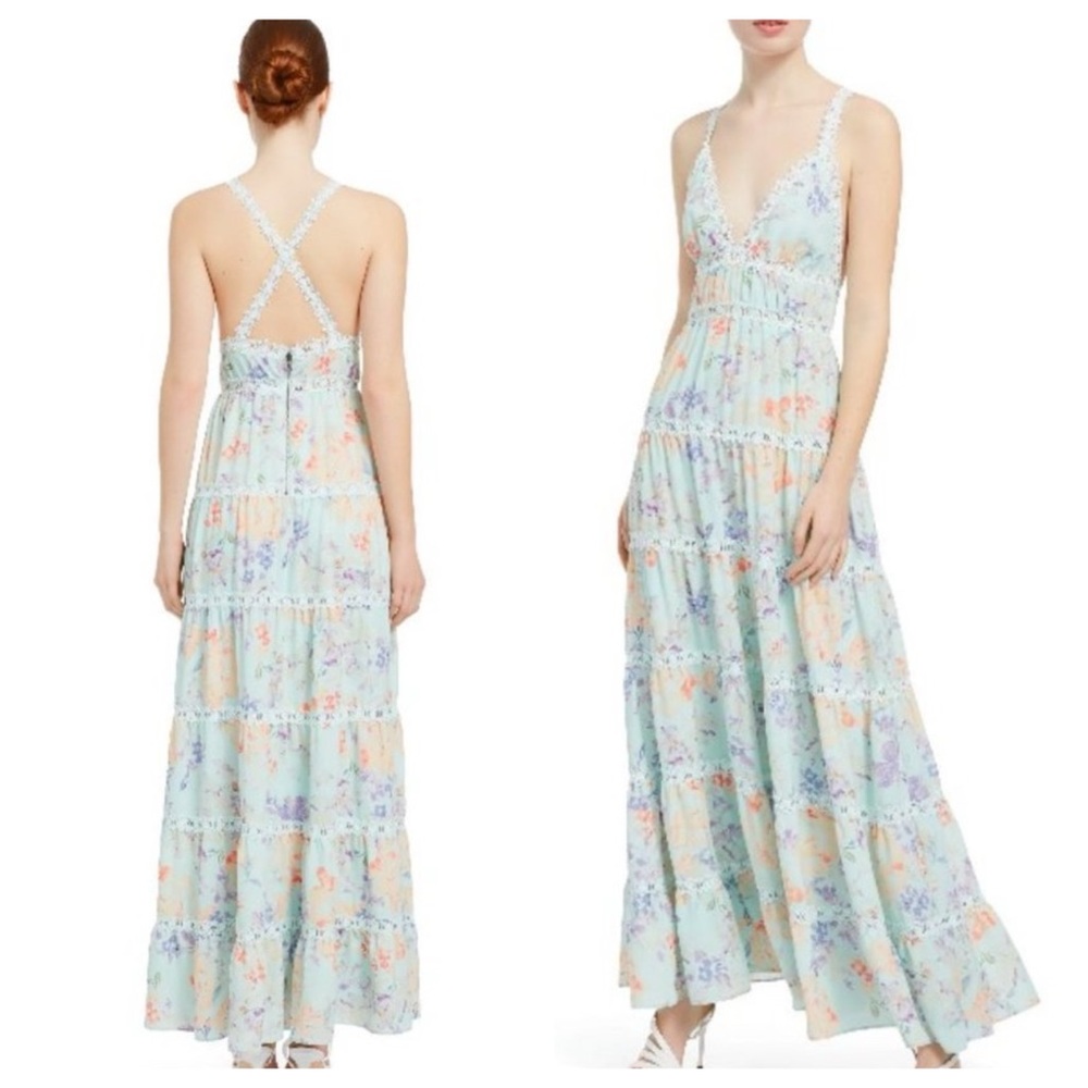 ALICE + OLIVIA Karolina Tiered Floral Maxi Dress